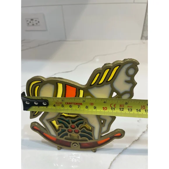 Vintage Stained Glass Rocking Horse Table Top Tea Light Candle Holder Christmas - Picture 6 of 7